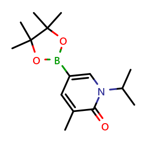 Chemical structure of 3-methyl-1-(propan-2-yl)-5-(tetramethyl-1,3,2-dioxaborolan-2-yl)-1,2-dihydropyridin-2-one , CAS 1706754-37-1, AChemBlock S78649