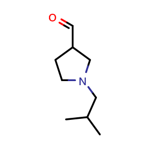 Chemical structure of 1-(2-methylpropyl)pyrrolidine-3-carbaldehyde , CAS 1706450-92-1, AChemBlock S78661