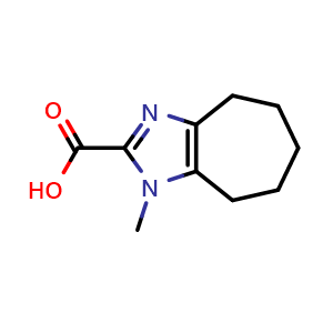 Chemical structure of 1-methyl-1H,4H,5H,6H,7H,8H-cyclohepta[d]imidazole-2-carboxylic acid , CAS 1706449-64-0, AChemBlock S78663