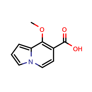 Chemical structure of 8-methoxyindolizine-7-carboxylic acid , CAS 1706444-91-8, AChemBlock S78666