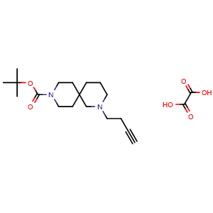 Chemical structure of oxalic acid; tert-butyl 2-(but-3-yn-1-yl)-2,9-diazaspiro[5.5]undecane-9-carboxylate , CAS 1702300-80-8, AChemBlock S78684
