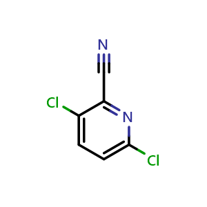 Chemical structure of 3,6-dichloropyridine-2-carbonitrile , CAS 1702-18-7, AChemBlock S78685
