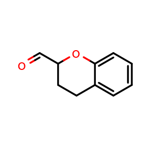 Chemical structure of 3,4-dihydro-2H-1-benzopyran-2-carbaldehyde , CAS 169747-89-1, AChemBlock S78699