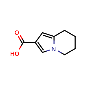 Chemical structure of 5,6,7,8-tetrahydroindolizine-2-carboxylic acid , CAS 16959-59-4, AChemBlock S78703