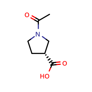 Chemical structure of (3R)-1-acetylpyrrolidine-3-carboxylic acid , CAS 1693726-50-9, AChemBlock S78710