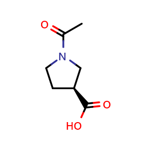 Chemical structure of (3S)-1-Acetylpyrrolidine-3-carboxylic acid , CAS 1693726-38-3, AChemBlock S78711