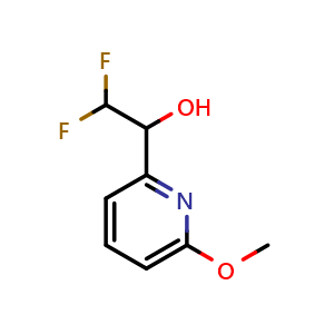 Chemical structure of 2,2-difluoro-1-(6-methoxy-2-pyridyl)ethanol , CAS 1692203-14-7, AChemBlock S78713