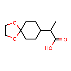 Chemical structure of 2-(1,4-dioxaspiro[4.5]decan-8-yl)propanoic acid , CAS 1692162-79-0, AChemBlock S78714