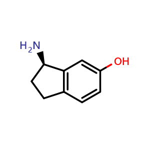 Chemical structure of (3R)-3-amino-2,3-dihydro-1H-inden-5-ol , CAS 169105-01-5, AChemBlock S78719
