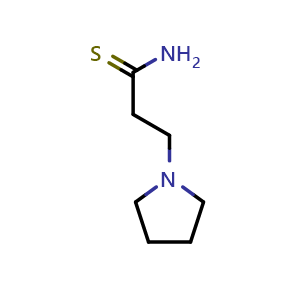 Chemical structure of 3-(pyrrolidin-1-yl)propanethioamide , CAS 16888-41-8, AChemBlock S78728