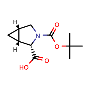Chemical structure of (1R,2S,5S)-3-[(tert-butoxy)carbonyl]-3-azabicyclo[3.1.0]hexane-2-carboxylic acid , CAS 167611-99-6, AChemBlock S78744