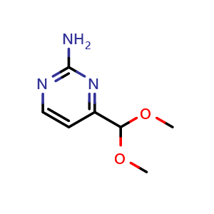 Chemical structure of 4-(dimethoxymethyl)pyrimidin-2-amine , CAS 165807-05-6, AChemBlock S78775