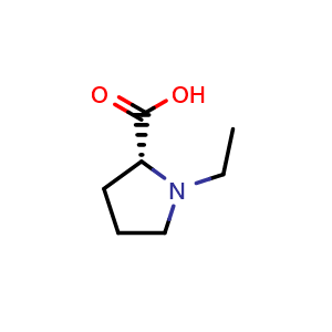Chemical structure of (2R)-1-ethylpyrrolidine-2-carboxylic acid , CAS 165552-34-1, AChemBlock S78783