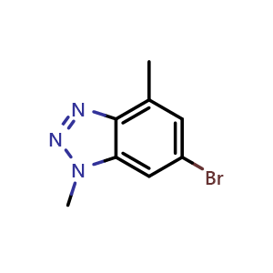Chemical structure of 6-bromo-1,4-dimethyl-1H-1,2,3-benzotriazole , CAS 1639116-32-7, AChemBlock S78843