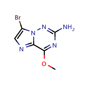 Chemical structure of 7-bromo-4-methoxyimidazo[2,1-f][1,2,4]triazin-2-amine , CAS 1638771-65-9, AChemBlock S78852