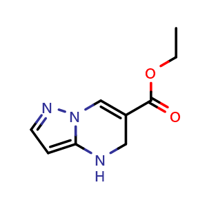 Chemical structure of ethyl 4H,5H-pyrazolo[1,5-a]pyrimidine-6-carboxylate , CAS 1638768-98-5, AChemBlock S78860