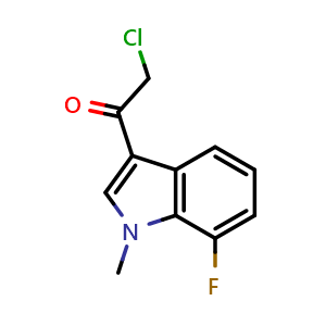 Chemical structure of 2-chloro-1-(7-fluoro-1-methyl-1H-indol-3-yl)ethan-1-one , CAS 1638768-54-3, AChemBlock S78864