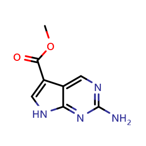 Chemical structure of methyl 2-amino-7H-pyrrolo[2,3-d]pyrimidine-5-carboxylate , CAS 1638767-00-6, AChemBlock S78883