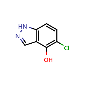 Chemical structure of 5-chloro-1H-indazol-4-ol , CAS 1638764-61-0, AChemBlock S78901
