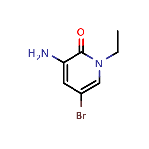 Chemical structure of 3-amino-5-bromo-1-ethyl-1,2-dihydropyridin-2-one , CAS 1638764-56-3, AChemBlock S78902