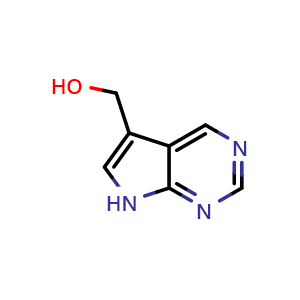 Chemical structure of 7H-pyrrolo[2,3-d]pyrimidin-5-ylmethanol , CAS 1638763-73-1, AChemBlock S78910