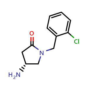 Chemical structure of (4R)-4-amino-1-[(2-chlorophenyl)methyl]pyrrolidin-2-one , CAS 1638744-39-4, AChemBlock S78955