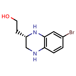 Chemical structure of 2-[(2S)-7-bromo-1,2,3,4-tetrahydroquinoxalin-2-yl]ethan-1-ol , CAS 1638604-46-2, AChemBlock S78968