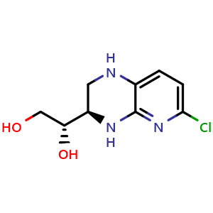 Chemical structure of (1S)-1-[(3R)-6-chloro-1H,2H,3H,4H-pyrido[2,3-b]pyrazin-3-yl]ethane-1,2-diol , CAS 1638604-16-6, AChemBlock S78970