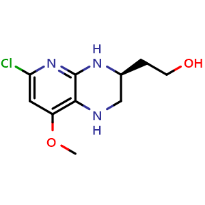 Chemical structure of 2-[(3S)-6-chloro-8-methoxy-1H,2H,3H,4H-pyrido[2,3-b]pyrazin-3-yl]ethan-1-ol , CAS 1638604-08-6, AChemBlock S78972
