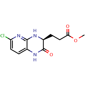 Chemical structure of methyl 3-[(3S)-6-chloro-2-oxo-1H,2H,3H,4H-pyrido[2,3-b]pyrazin-3-yl]propanoate , CAS 1638603-92-5, AChemBlock S78975