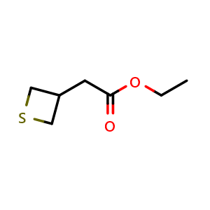 Chemical structure of ethyl 2-(thietan-3-yl)acetate , CAS 1637751-58-6, AChemBlock S78983