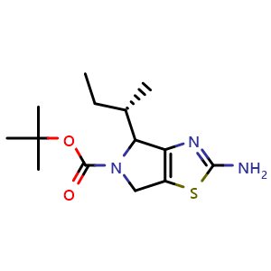 Chemical structure of tert-butyl 2-amino-4-[(2S)-butan-2-yl]-4H,5H,6H-pyrrolo[3,4-d][1,3]thiazole-5-carboxylate , CAS 1637310-39-4, AChemBlock S78992