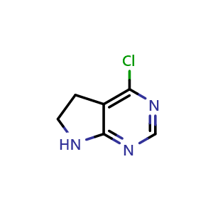 Chemical structure of 4-chloro-5H,6H,7H-pyrrolo[2,3-d]pyrimidine , CAS 16372-08-0, AChemBlock S78994