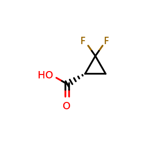 Chemical structure of (R)-2,2-difluorocyclopropane-1-carboxylic acid , CAS 1631747-25-5, AChemBlock S79000