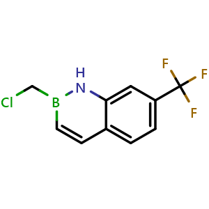 Chemical structure of 2-(chloromethyl)-7-(trifluoromethyl)-1,2-dihydro-1,2-benzazaborinine , CAS 1631738-89-0, AChemBlock S79001