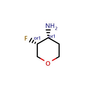 Chemical structure of cis-3-fluorooxan-4-amine , CAS 1631027-04-7, AChemBlock S79005