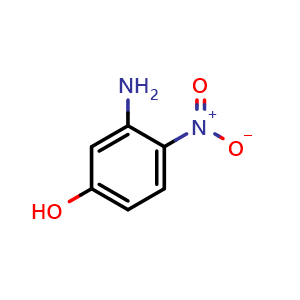 Chemical structure of 3-amino-4-nitro-phenol , CAS 16292-90-3, AChemBlock S79014