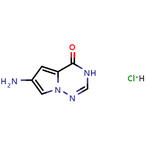 Chemical structure of 6-amino-3H,4H-pyrrolo[2,1-f][1,2,4]triazin-4-one hydrochloride , CAS 1624260-71-4, AChemBlock S79040