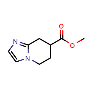 Chemical structure of methyl 5H,6H,7H,8H-imidazo[1,2-a]pyridine-7-carboxylate , CAS 1623060-27-4, AChemBlock S79044