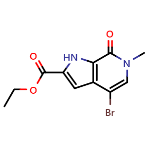 Chemical structure of ethyl 4-bromo-6-methyl-7-oxo-1H-pyrrolo[2,3-c]pyridine-2-carboxylate , CAS 1622303-50-7, AChemBlock S79051