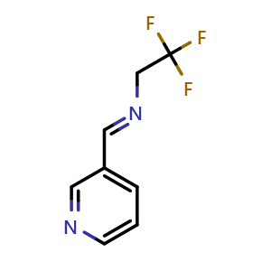 Chemical structure of (E)-[(pyridin-3-yl)methylidene](2,2,2-trifluoroethyl)amine , CAS 1620486-41-0, AChemBlock S79067
