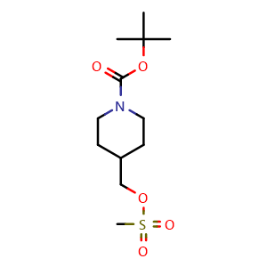 Chemical structure of tert-butyl 4-[(methanesulfonyloxy)methyl]piperidine-1-carboxylate , CAS 161975-39-9, AChemBlock S79074
