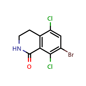 Chemical structure of 7-bromo-5,8-dichloro-1,2,3,4-tetrahydroisoquinolin-1-one , CAS 1616289-35-0, AChemBlock S79083