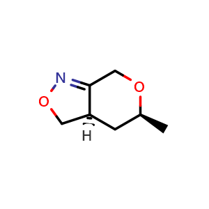 Chemical structure of (3aR,5S)-5-methyl-3a,4,5,7-tetrahydro-3H-pyrano[3,4-c]isoxazole , CAS 1613393-51-3, AChemBlock S79088