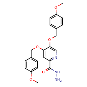 Chemical structure of 4,5-bis[(4-methoxyphenyl)methoxy]pyridine-2-carbohydrazide , CAS 161188-00-7, AChemBlock S79099