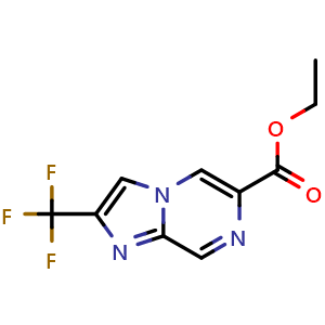 Chemical structure of ethyl 2-(trifluoromethyl)imidazo[1,2-a]pyrazine-6-carboxylate , CAS 1610666-96-0, AChemBlock S79106