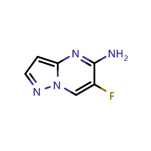 Chemical structure of 6-fluoropyrazolo[1,5-a]pyrimidin-5-amine , CAS 1610021-97-0, AChemBlock S79111