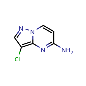 Chemical structure of 3-chloropyrazolo[1,5-a]pyrimidin-5-amine , CAS 1610021-31-2, AChemBlock S79115