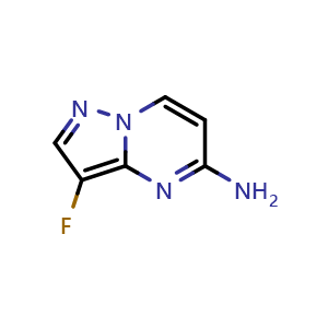Chemical structure of 3-fluoropyrazolo[1,5-a]pyrimidin-5-amine , CAS 1610021-30-1, AChemBlock S79116