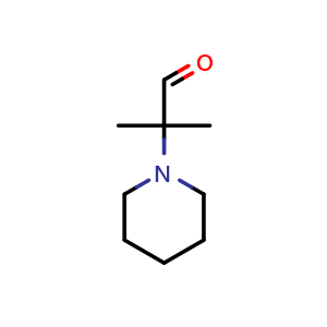Chemical structure of 2-methyl-2-(piperidin-1-yl)propanal , CAS 16042-93-6, AChemBlock S79146